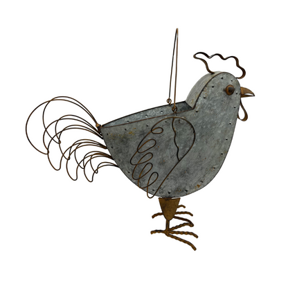 Rustic Chicken Planter Holder w/ Handle 55x46cm - Image 3