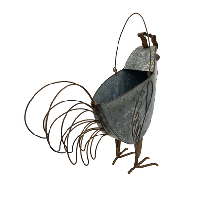 Rustic Chicken Planter Holder w/ Handle 55x46cm - Image 4