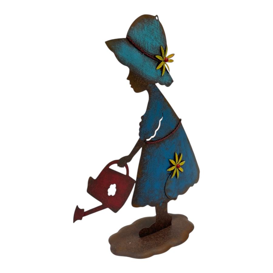 Colourful Girl w Watering Can Garden Statue 39cm - Image 2