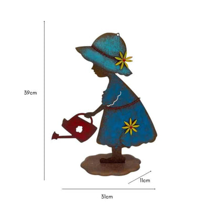 Colourful Girl w Watering Can Garden Statue 39cm - Image 4