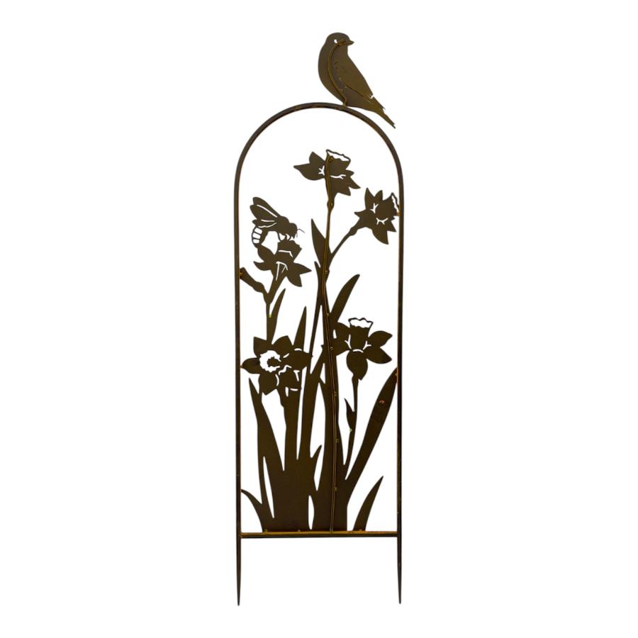 Arched Garden Stake w Yellow Flowers 91cm - Image 3