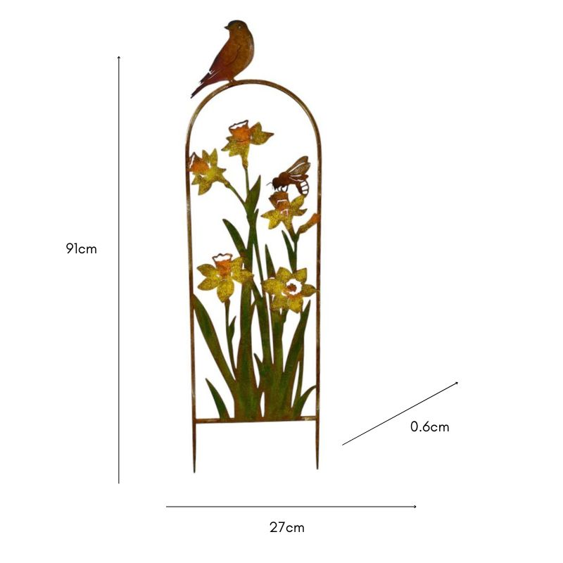 Arched Garden Stake w Yellow Flowers 91cm - Image 5
