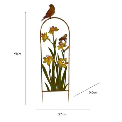 Arched Garden Stake w Yellow Flowers 91cm - Image 5