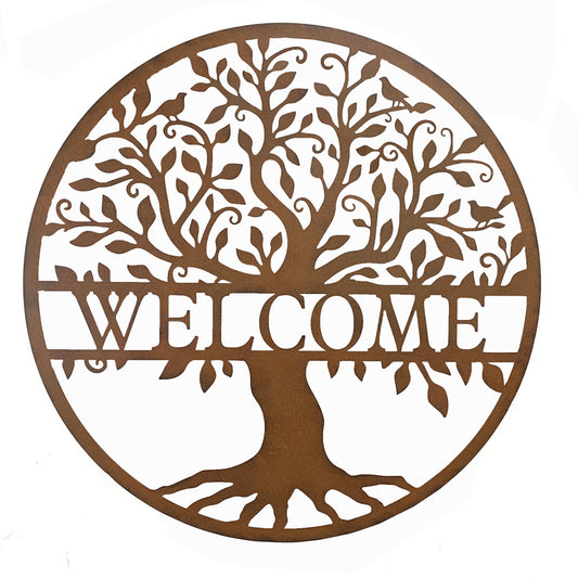 Laser Cut Round Welcome Tree of Life Wall Art 80cm - Image 2