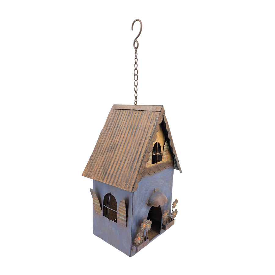 Rusty Hanging Blue Birdhouse 20x50cm - Image 2