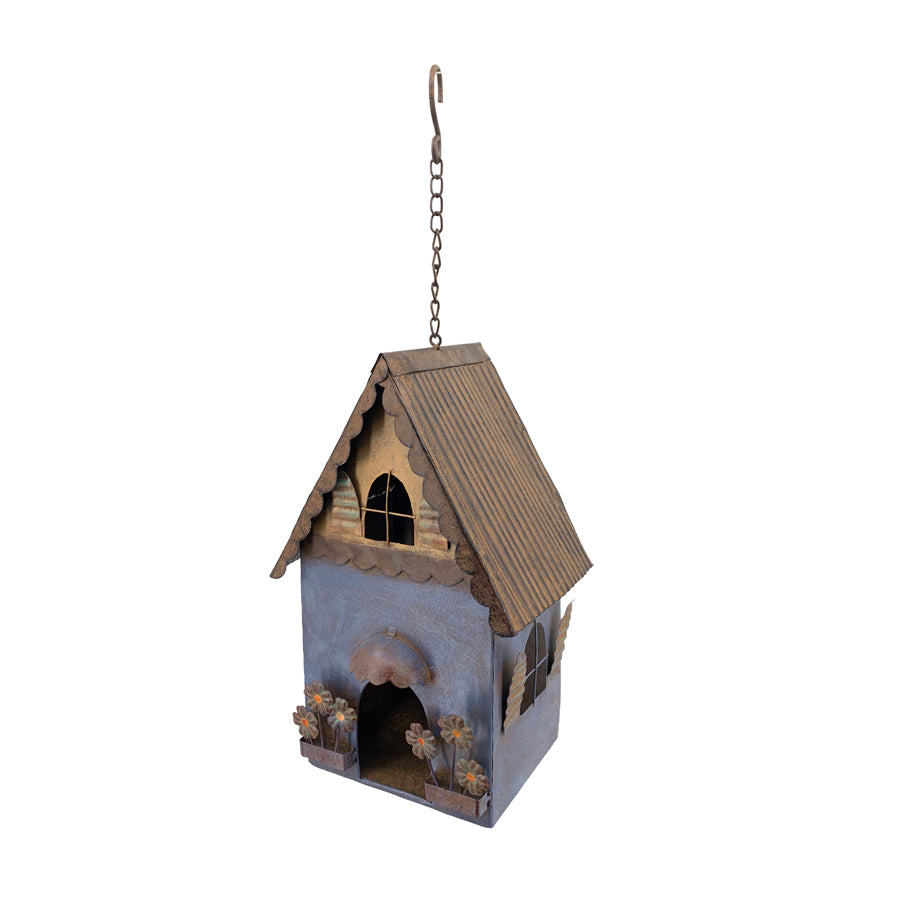 Rusty Hanging Blue Birdhouse 20x50cm - Image 3