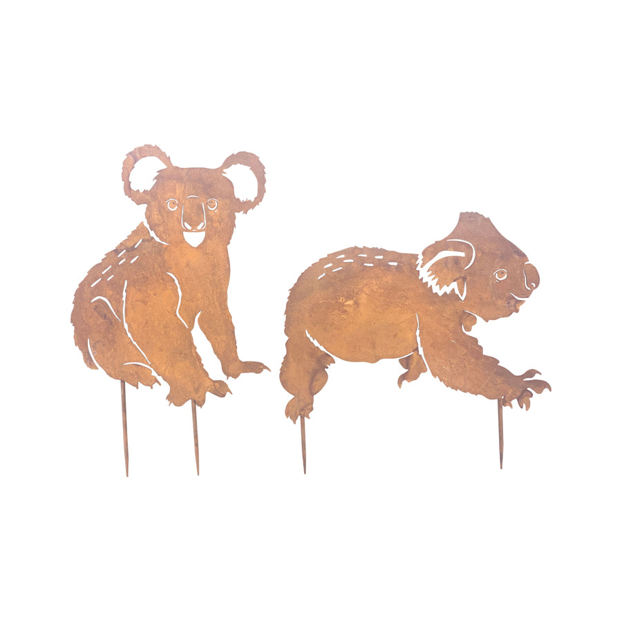 Rust Koala Couple Garden Stakes 61cm