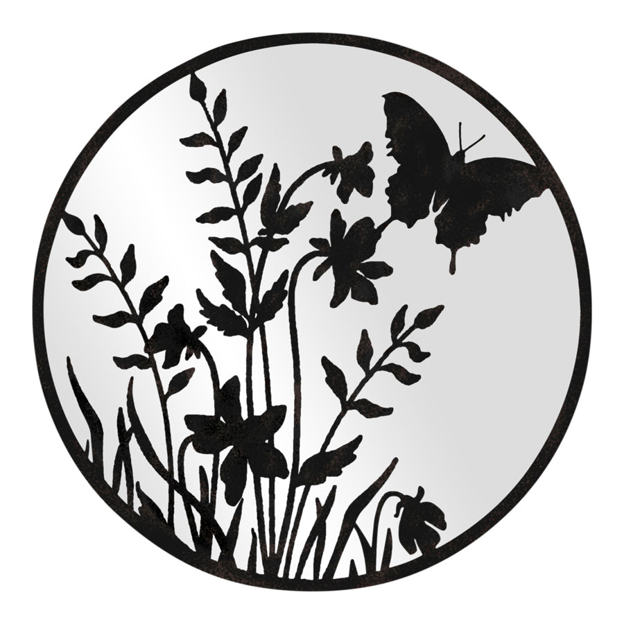Lasercut Butterfly w Mirror Wall Art Metal 50cm