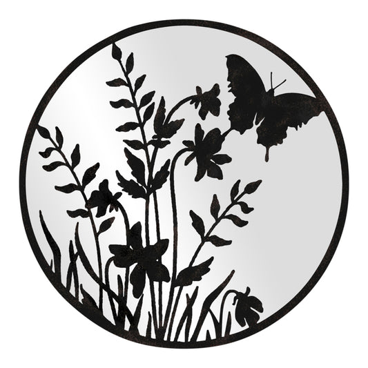 Lasercut Butterfly w Mirror Wall Art Metal 50cm