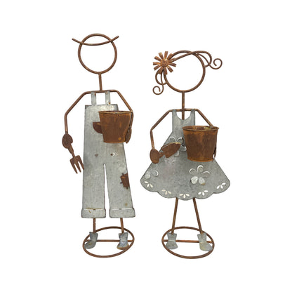 Set 2 Asst Farm Kid Planters 29x82cm - Image 2
