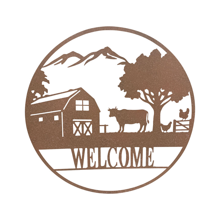 Laser cut Welcome Farm Scene Metal Wall Art 60cm - Image 2
