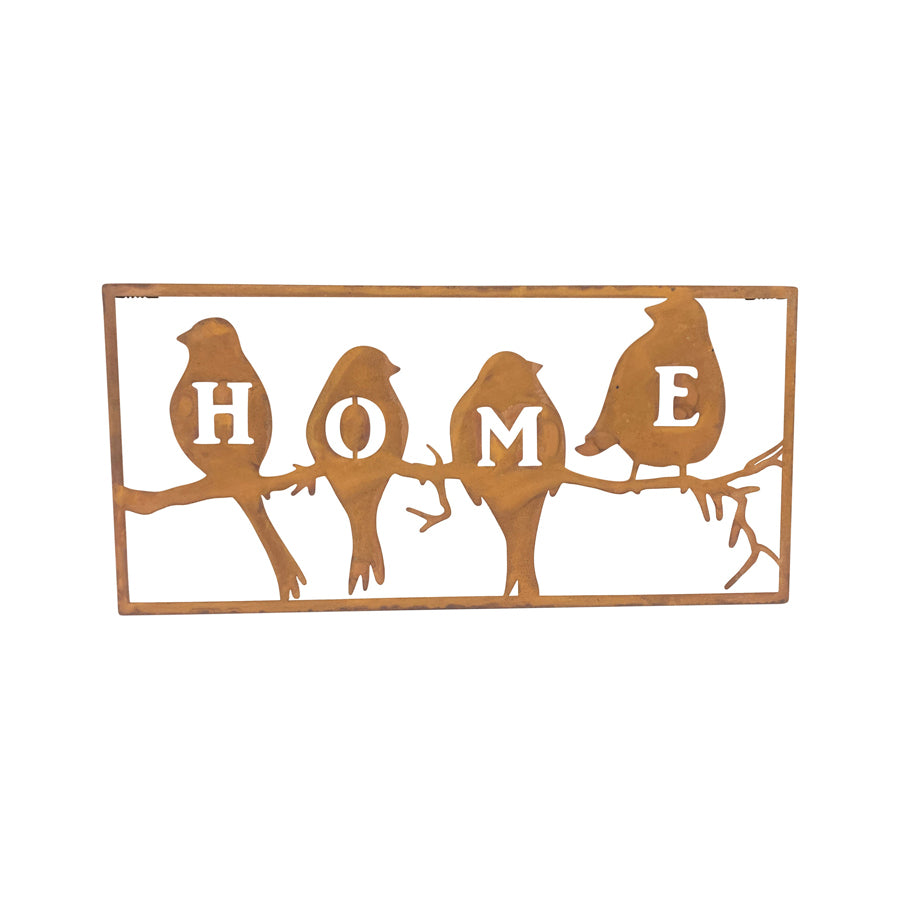 Rust Lasercut Home Birds Metal Wall Art 60cm