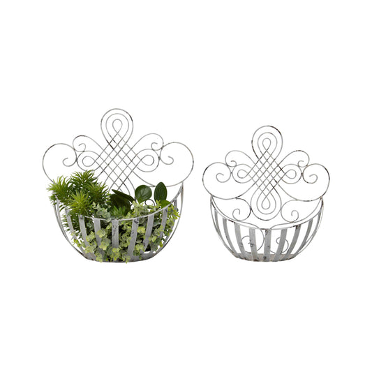 Set 2 Fleur Design Metal Wall Planter 38cm