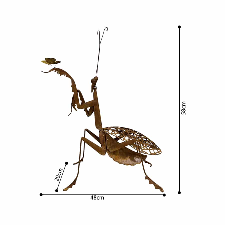 Lucky Praying Mantis W Butterfly Garden Ornament 50x58cm - Image 3