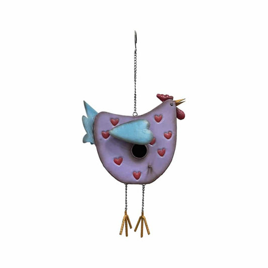 Hanging Chook Birdhouse w Hearts 52cm