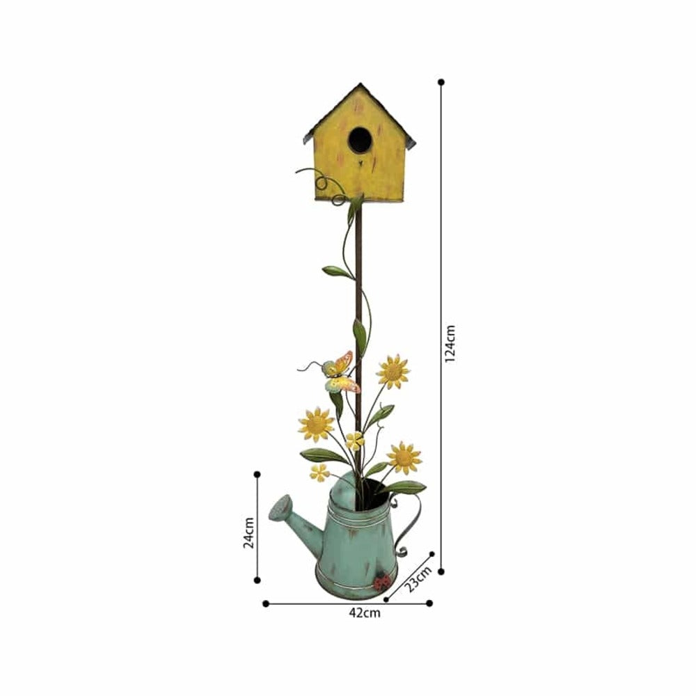 Garden Birdhouse in Watering Can 125cm - Image 3