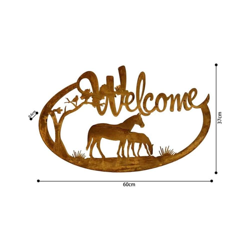 Laser Cut Welcome w Horses Wall Art 60cm - Image 2