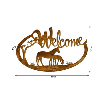 Laser Cut Welcome w Horses Wall Art 60cm - Image 2