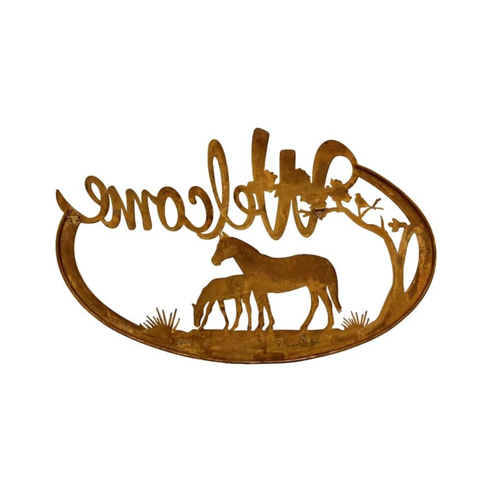 Laser Cut Welcome w Horses Wall Art 60cm - Image 3