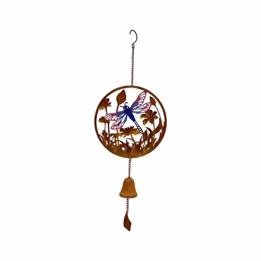 Rust & Colour Dragonfly Bell Hanger 63cm