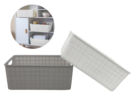 bulk 12 Rect Storage Basket w/ Handle 35cm