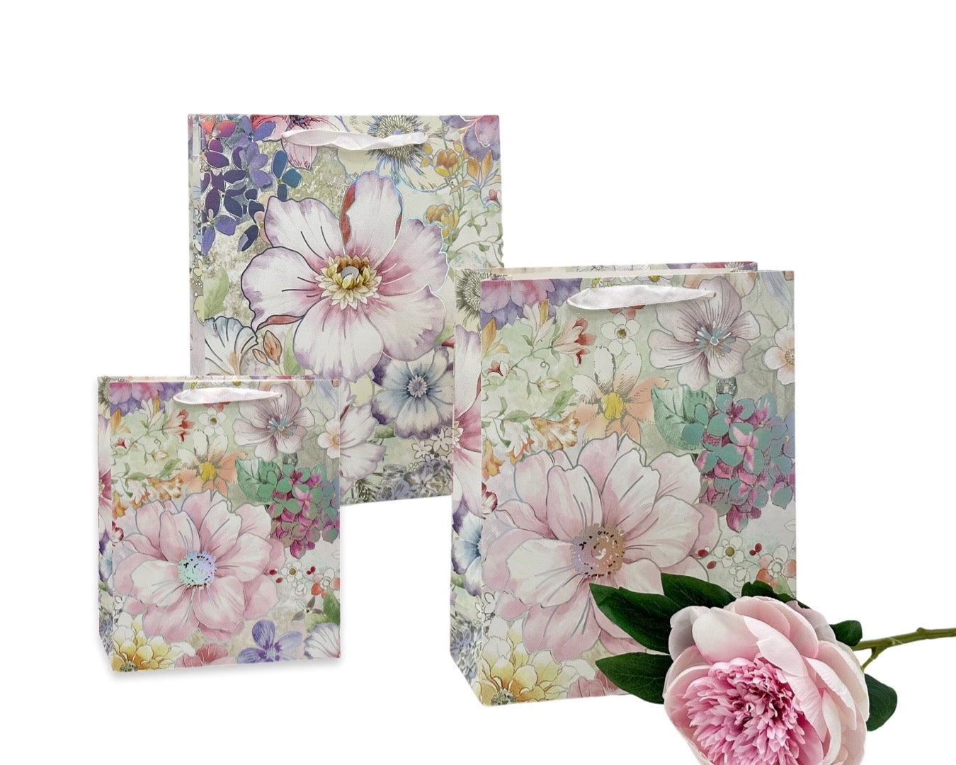 bulk 24 Medium Flower Forest Foiled Gift Bag3cm