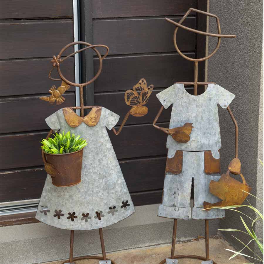 Set 2 Farm Kids - Girl W Pot Planter Assorted 30x80cm - Image 5