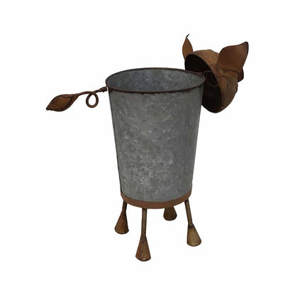 Rusty Pig Planter w Galvanise Pot 36cm - Image 3