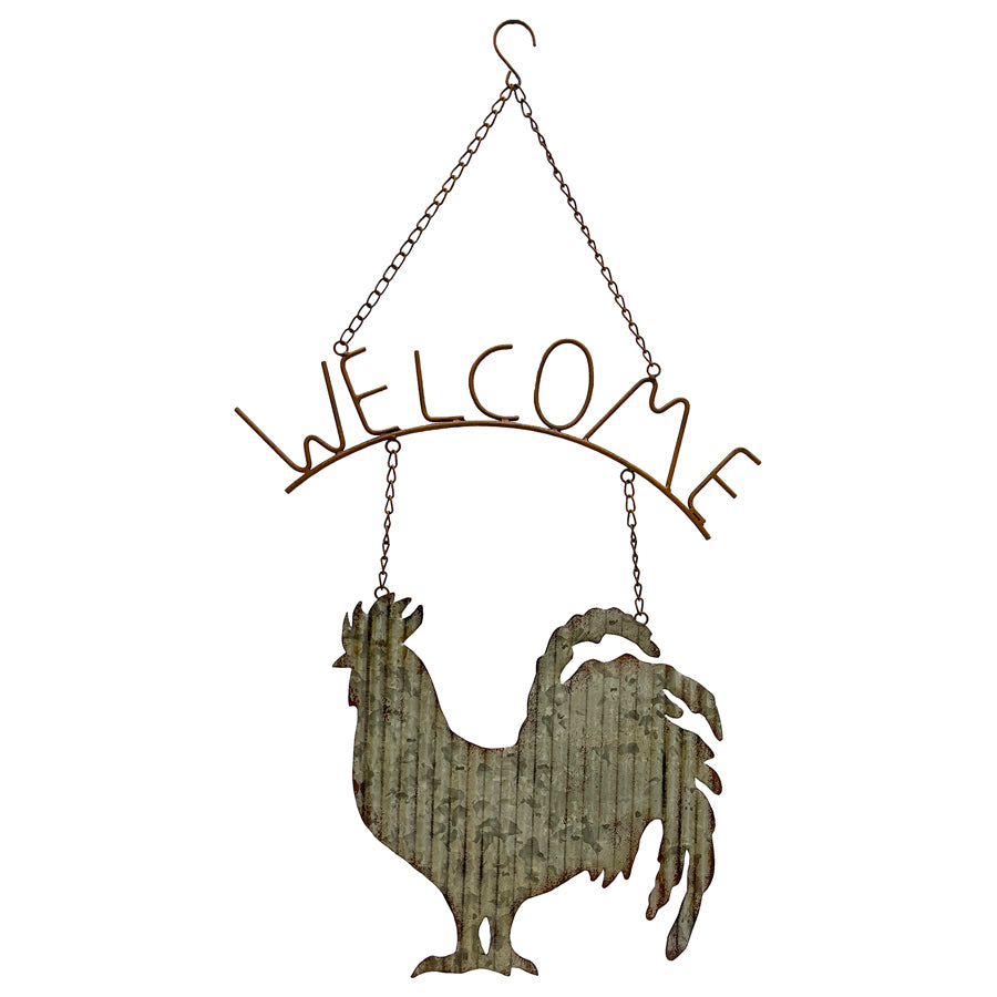 Laser cut Corrugated Rooster Welcome Sign 45x79cm