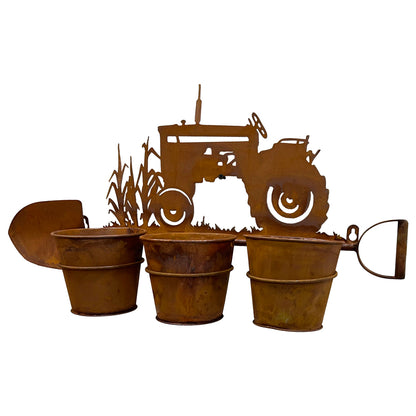Three Pot Wall Planter on Shovel w/ Tractor 60x31cm - Image 4