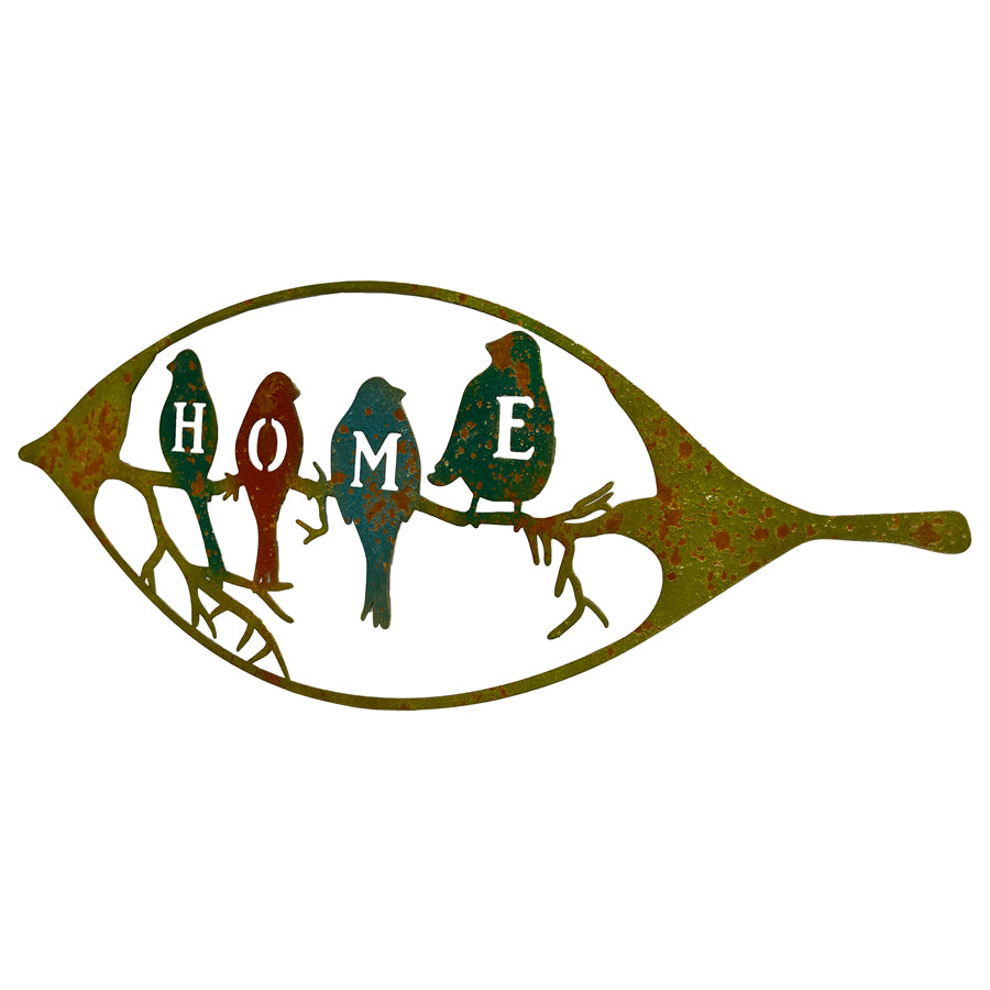 Colour Rust Birds in Leaf Home Sign 60x24cm - Image 2