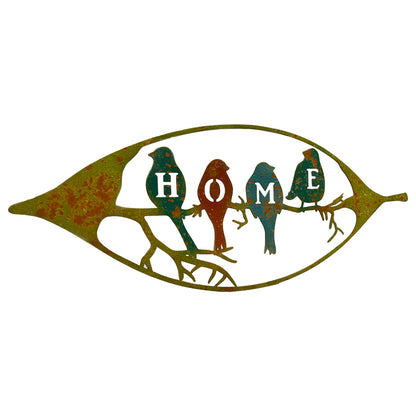 Colour Rust Birds in Leaf Home Sign 60x24cm - Image 3