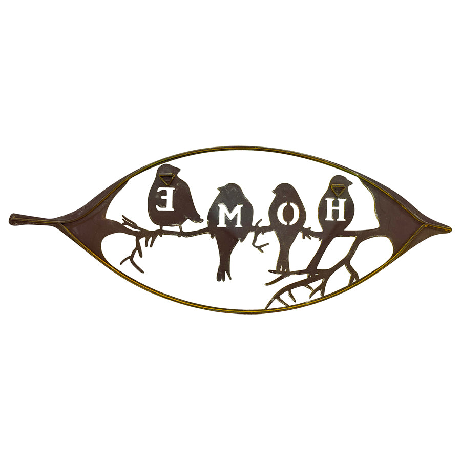 Colour Rust Birds in Leaf Home Sign 60x24cm - Image 4