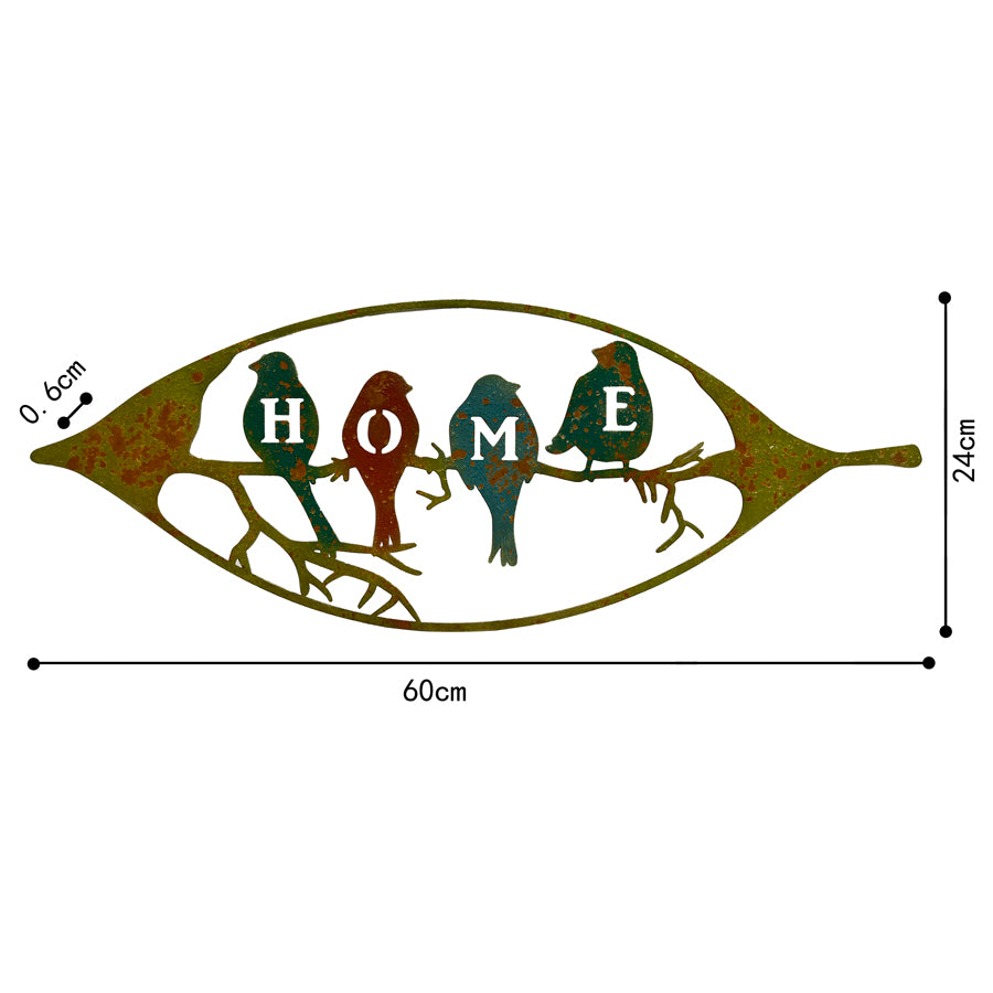 Colour Rust Birds in Leaf Home Sign 60x24cm - Image 5