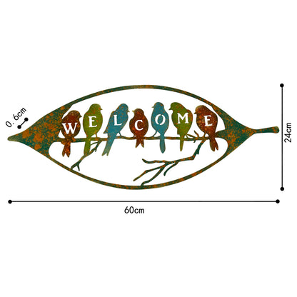 Colour Rust Birds in Leaf Welcome Sign 60x24cm - Image 5