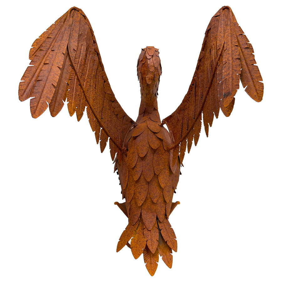 Rust Flapping Pelican Garden Statue 46x50cm - Image 4