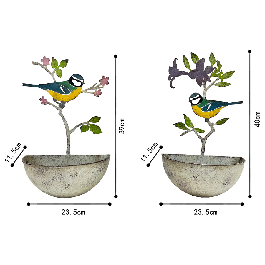 Set 2 Assorted Colourful Bird Wall Planters 24x40cm - Image 5