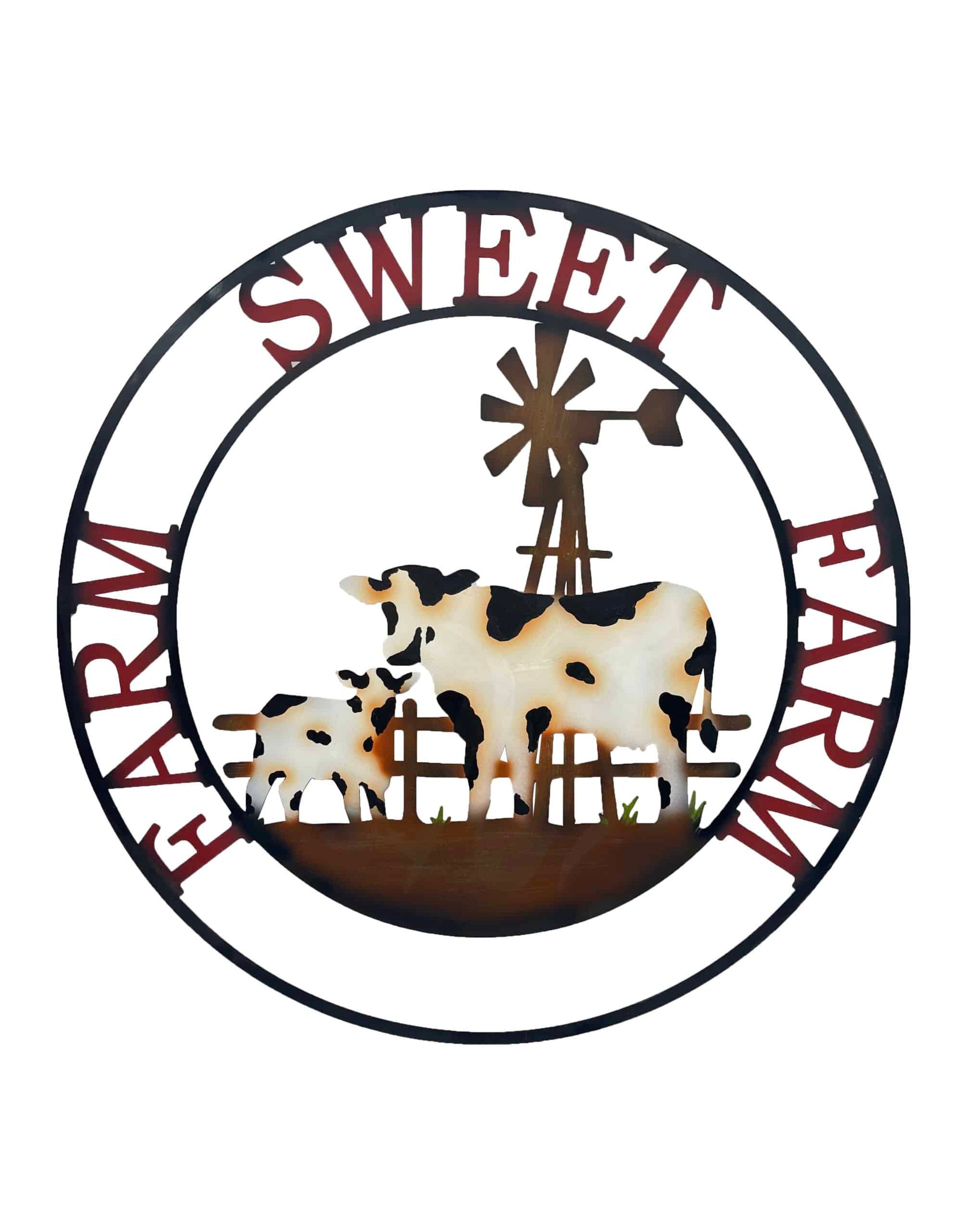 Laser Cut Cow Farm Sweet Farm Wall Art 60cm