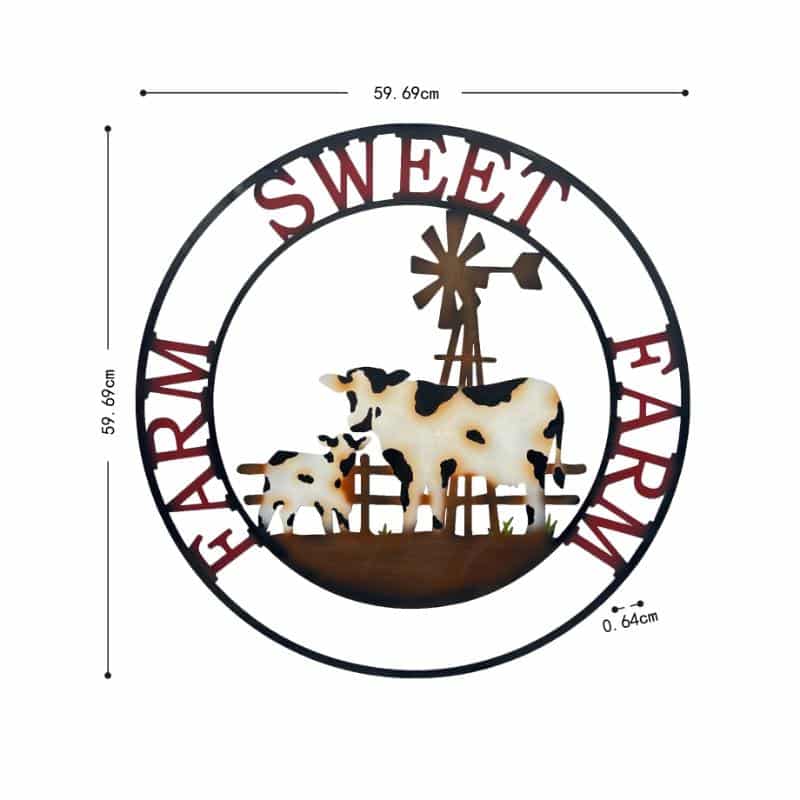 Laser Cut Cow Farm Sweet Farm Wall Art 60cm - Image 4