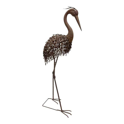 Rust Crane Bird 'Looking Down' Statue 102cm - Image 3