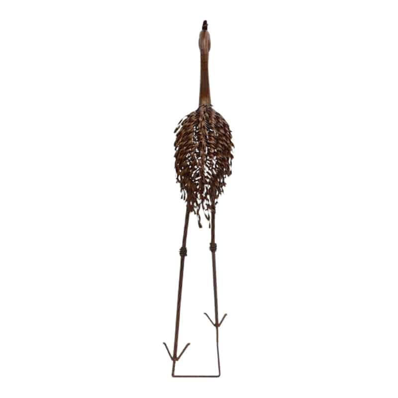 Rust Crane Bird 'Looking Down' Statue 102cm - Image 4