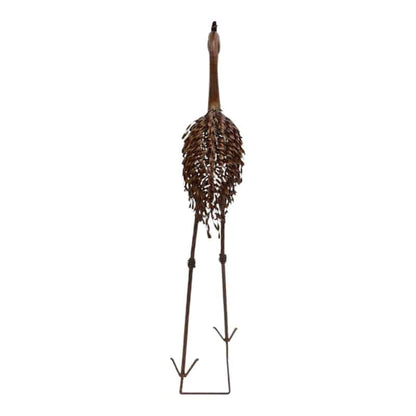 Rust Crane Bird 'Looking Down' Statue 102cm - Image 4