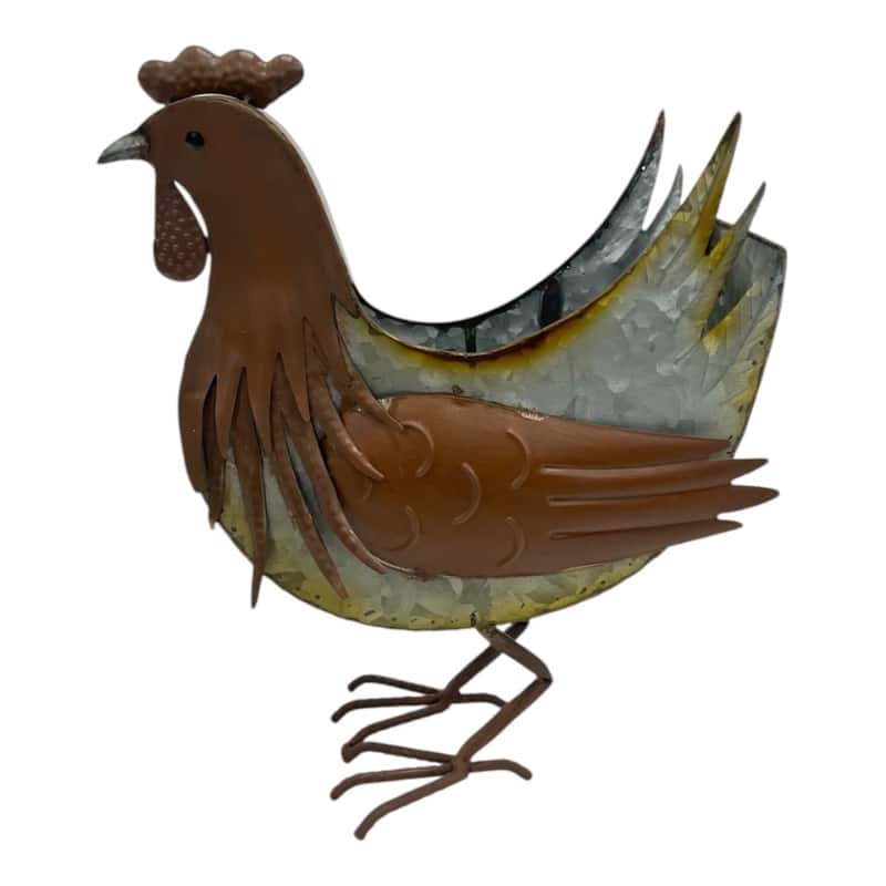Distress Finish Chicken Planter / Storage Holder 33cm - Image 3