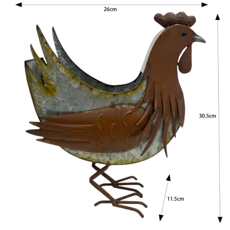 Distress Finish Chicken Planter / Storage Holder 33cm - Image 5