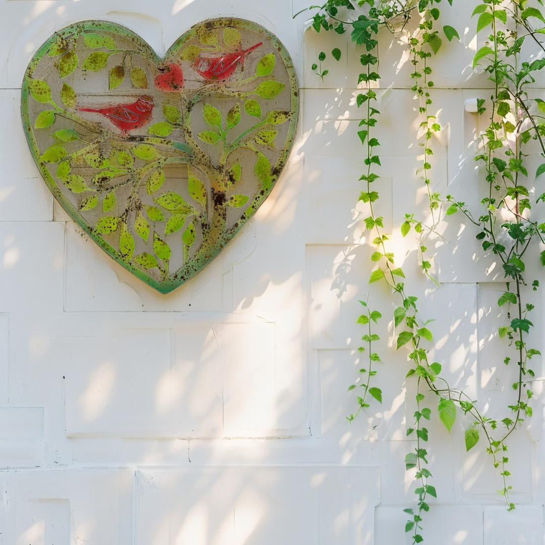 Laser Cut Heart Tree Of Life w Red Birds 45cm - Image 2
