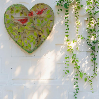 Laser Cut Heart Tree Of Life w Red Birds 45cm - Image 2