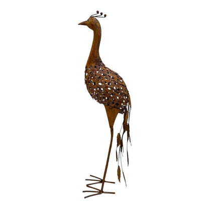 Rust Standing Peacock Garden Statue 60cm - Image 3