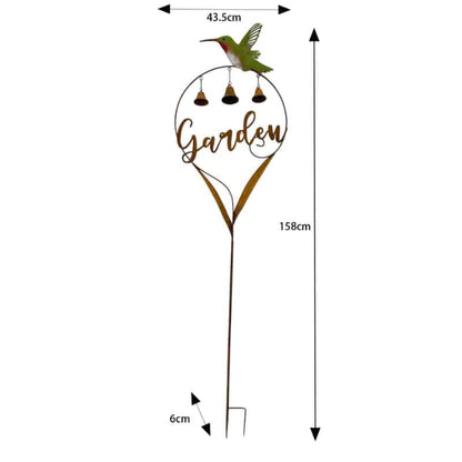 Garden' Stake w Hummingbird + Bells 158cm - Image 4