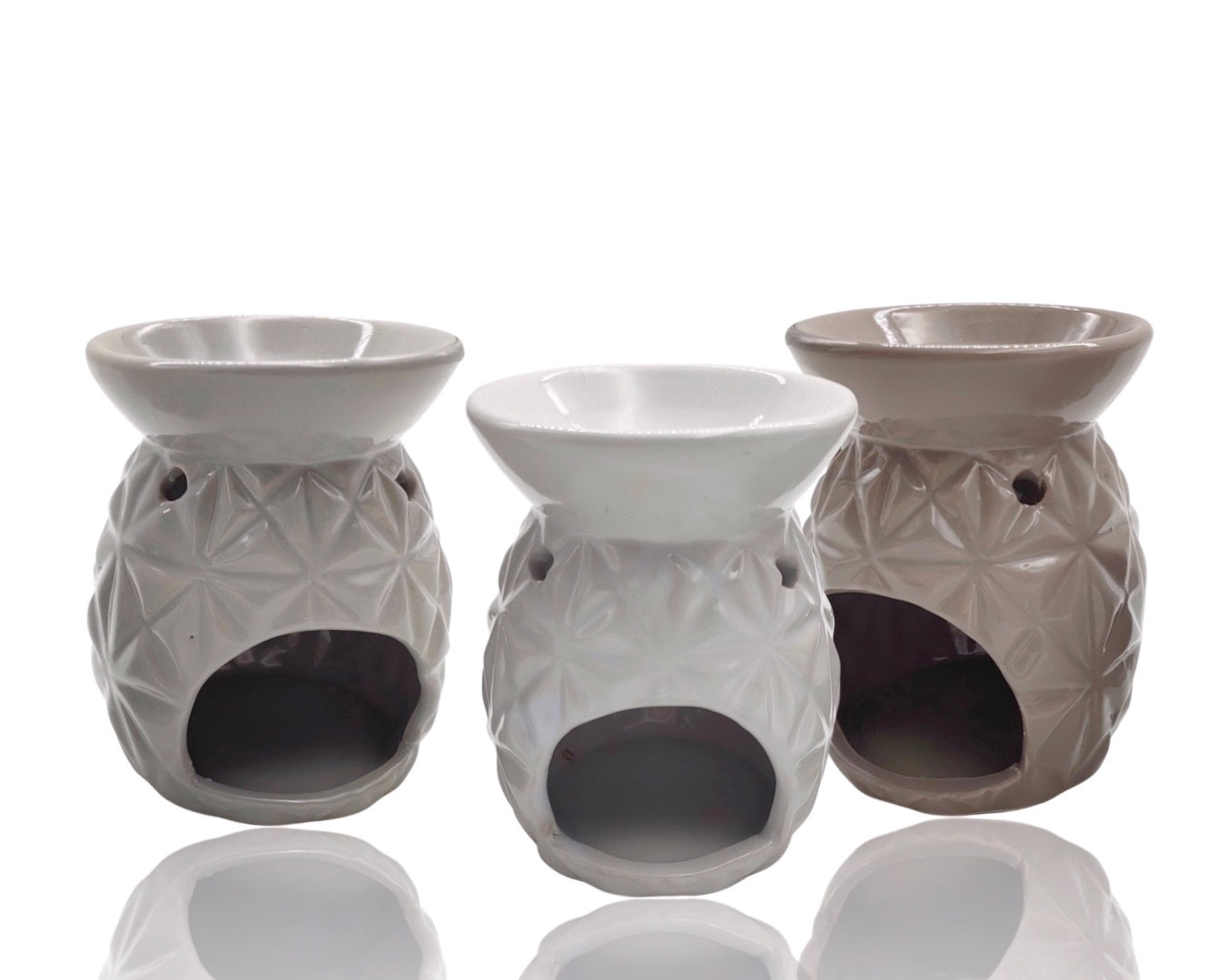 bulk 24 Ceramic Oil Burner Embossed Star Assorted 11cm