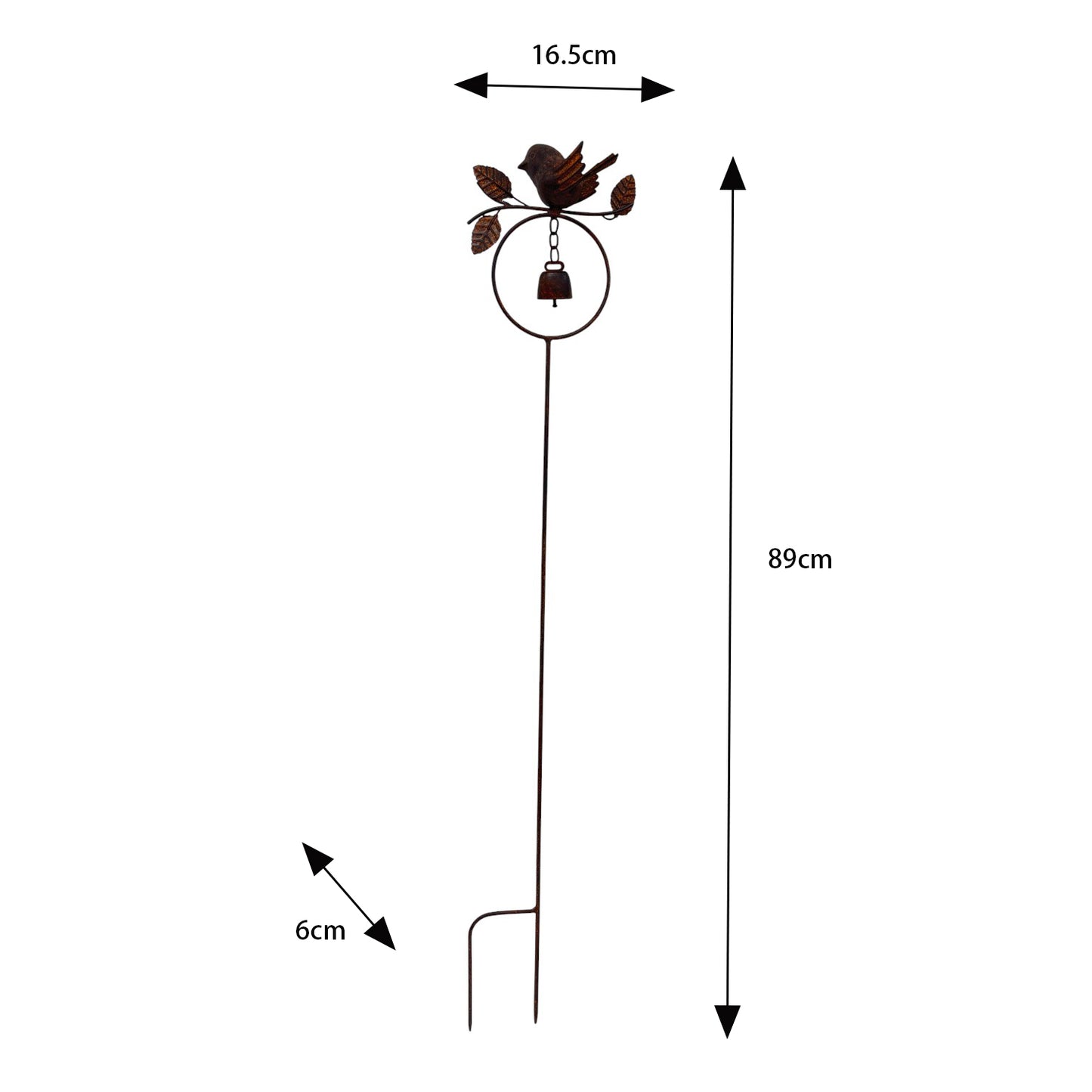 Bird On Branch w Bell Garden Stake 89cm - Image 3